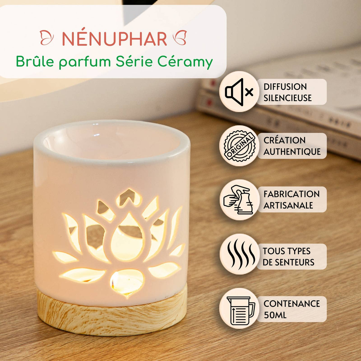 Keramická Aróma Lampa — Vzor Vodný Kvet